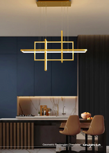 Load image into Gallery viewer, INSPIRA LIFESTYLES - Geometric Rectangles Chandelier, modern geometric chandelier, rectangular LED chandelier, architectural ceiling light, dining table chandelier, kitchen island lighting, contemporary interior lighting
