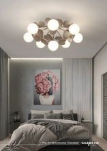 Load image into Gallery viewer, INSPIRA LIFESTYLES - Pop-Art Monochrome Chandelier, sculptural globe chandelier, monochrome modern lighting, molecular chandelier design, white contemporary chandelier, artistic LED pendant lighting
