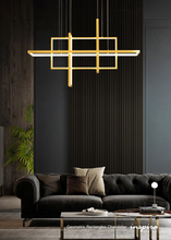 Load image into Gallery viewer, INSPIRA LIFESTYLES - Geometric Rectangles Chandelier, modern geometric chandelier, rectangular LED chandelier, architectural ceiling light, dining table chandelier, kitchen island lighting, contemporary interior lighting
