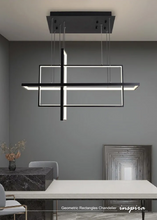 Load image into Gallery viewer, INSPIRA LIFESTYLES - Geometric Rectangles Chandelier, modern geometric chandelier, rectangular LED chandelier, architectural ceiling light, dining table chandelier, kitchen island lighting, contemporary interior lighting
