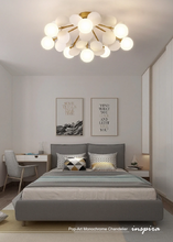 Load image into Gallery viewer, INSPIRA LIFESTYLES - Pop-Art Monochrome Chandelier, sculptural globe chandelier, monochrome modern lighting, molecular chandelier design, white contemporary chandelier, artistic LED pendant lighting

