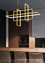 Load image into Gallery viewer, INSPIRA LIFESTYLES - Geometric Rectangles Chandelier, modern geometric chandelier, rectangular LED chandelier, architectural ceiling light, dining table chandelier, kitchen island lighting, contemporary interior lighting
