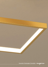 Load image into Gallery viewer, INSPIRA LIFESTYLES - Geometric Rectangles Chandelier, modern geometric chandelier, rectangular LED chandelier, architectural ceiling light, dining table chandelier, kitchen island lighting, contemporary interior lighting
