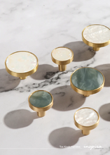 Load image into Gallery viewer, INSPIRA LIFESTYLES - Tos Knob Handles, brass cabinet knobs with decorative inlays, modern round drawer knobs for furniture, closets, wardrobes, and wall hook applications in contemporary interiors
