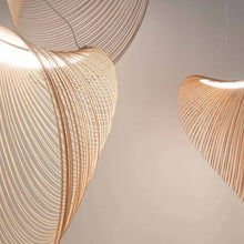 Load image into Gallery viewer, INSPIRA LIFESTYLES | Cascade Wood Chandelier, sculptural pendant light, layered wood lighting, birch wood chandelier, black wood pendant, modern wood chandelier, minimalist lighting, Japandi pendant light, organic form lighting, dining room chandelier, kitchen island pendant, hospitality lighting, contemporary ceiling light
