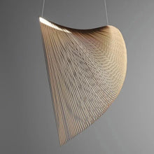 Load image into Gallery viewer, INSPIRA LIFESTYLES | Cascade Wood Chandelier, sculptural pendant light, layered wood lighting, birch wood chandelier, black wood pendant, modern wood chandelier, minimalist lighting, Japandi pendant light, organic form lighting, dining room chandelier, kitchen island pendant, hospitality lighting, contemporary ceiling light
