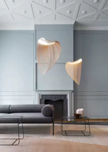 Load image into Gallery viewer, INSPIRA LIFESTYLES | Cascade Wood Chandelier, sculptural pendant light, layered wood lighting, birch wood chandelier, black wood pendant, modern wood chandelier, minimalist lighting, Japandi pendant light, organic form lighting, dining room chandelier, kitchen island pendant, hospitality lighting, contemporary ceiling light
