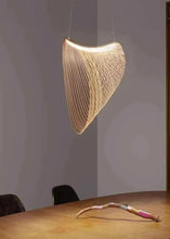 Load image into Gallery viewer, INSPIRA LIFESTYLES | Cascade Wood Chandelier, sculptural pendant light, layered wood lighting, birch wood chandelier, black wood pendant, modern wood chandelier, minimalist lighting, Japandi pendant light, organic form lighting, dining room chandelier, kitchen island pendant, hospitality lighting, contemporary ceiling light
