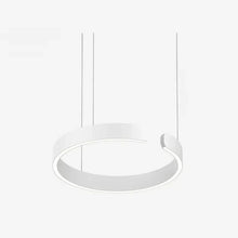 Load image into Gallery viewer, INSPIRA LIFESTYLES – Cuff Circular Pendant, modern ring chandelier in rose gold, gold, black, and white, minimalist circular LED pendant light for dining rooms, conference rooms, double-height spaces, and contemporary interiors
