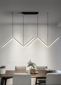 INSPIRA LIFESTYLES - Directions Minimalist Chandelier, LED chandelier, linear pendant light, modern ceiling light, black chandelier, gold chandelier, minimalist lighting, dining room light, kitchen island pendant, contemporary LED fixture, architectural chandelier