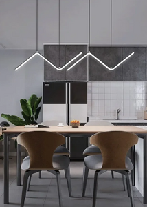 INSPIRA LIFESTYLES - Directions Minimalist Chandelier, LED chandelier, linear pendant light, modern ceiling light, black chandelier, gold chandelier, minimalist lighting, dining room light, kitchen island pendant, contemporary LED fixture, architectural chandelier