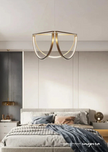 Load image into Gallery viewer, INSPIRA LIFESTYLES - Arc Modern Pendant, sculptural arc pendant light, architectural curved pendant lighting, minimalist pendant light, dining table pendant, kitchen island pendant, stair void lighting, hospitality lighting
