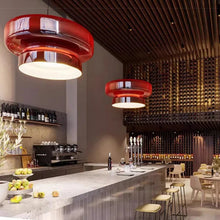 Load image into Gallery viewer, INSPIRA LIFESTYLES - Canto Tinted Glass Pendant, sculptural glass pendant light, layered tinted glass lighting, olive green glass pendant, plum glass pendant, rust glass pendant, modern interior lighting, designer glass pendant, hospitality lighting
