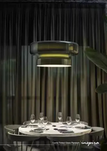 Load image into Gallery viewer, INSPIRA LIFESTYLES - Canto Tinted Glass Pendant, sculptural glass pendant light, layered tinted glass lighting, olive green glass pendant, plum glass pendant, rust glass pendant, modern interior lighting, designer glass pendant, hospitality lighting
