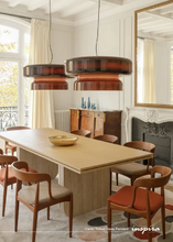 Load image into Gallery viewer, INSPIRA LIFESTYLES - Canto Tinted Glass Pendant, sculptural glass pendant light, layered tinted glass lighting, olive green glass pendant, plum glass pendant, rust glass pendant, modern interior lighting, designer glass pendant, hospitality lighting
