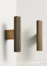 Load image into Gallery viewer, INSPIRA LIFESTYLES - Eos Antique Brass Knobs &amp; Pull Handles, ribbed brass cabinet hardware, solid brass pull handles, antique brass cabinet knobs, ribbed drawer pulls, luxury cabinet hardware, kitchen cabinet handles, bathroom vanity hardware, wardrobe brass handles
