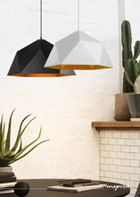 Load image into Gallery viewer, INSPIRA LIFESTYLES - Geohex Dome Pendant, industrial geometric pendant light, faceted metal dome pendant, copper interior pendant light, black industrial pendant, white industrial pendant, dining table pendant lighting, kitchen island pendant light, restaurant pendant lighting

