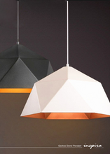 Load image into Gallery viewer, INSPIRA LIFESTYLES - Geohex Dome Pendant, industrial geometric pendant light, faceted metal dome pendant, copper interior pendant light, black industrial pendant, white industrial pendant, dining table pendant lighting, kitchen island pendant light, restaurant pendant lighting

