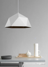 Load image into Gallery viewer, INSPIRA LIFESTYLES - Geohex Dome Pendant, industrial geometric pendant light, faceted metal dome pendant, copper interior pendant light, black industrial pendant, white industrial pendant, dining table pendant lighting, kitchen island pendant light, restaurant pendant lighting

