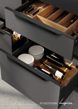 Load image into Gallery viewer, INSPIRA LIFESTYLES - Jet Long Pull Handles, minimalist cabinet pull handles, blade style cabinet hardware, edge mounted cabinet handles, long pull handles black gold, modern kitchen cabinet hardware, aluminium cabinet handles
