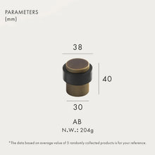 Load image into Gallery viewer, INSPIRA LIFESTYLES - Knurled Floor Door Stops featuring a crisscross diamond knurled pattern and protective rubber bumpers in Matte Black, Satin Brass and Antique Bronze.
