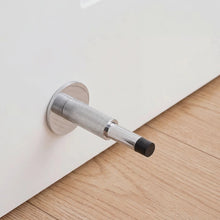 Load image into Gallery viewer, INSPIRA LIFESTYLES - Knurled Wall Door Stops with crisscross diamond-pattern detailing, adjustable length and rubber cushion pads in Matte Black, Satin Brass, Bright Chrome and Antique Bronze.
