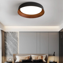 Load image into Gallery viewer, INSPIRA LIFESTYLES - Noar Ceiling Light, Scandinavian ceiling light, walnut-toned ceiling light, flush mount LED ceiling light, Nordic interior lighting, minimalist ceiling light, contemporary interior lighting, designer ceiling fixture
