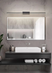 INSPIRA LIFESTYLES - Willis Vanity Light, LED vanity fixture, linear wall light, modern bathroom lighting, minimalist bedroom light, black vanity light, white LED wall lamp, wall-mounted lighting, over mirror light, desk lighting, bedhead light, contemporary wall light, soft glow LED light, ambient lighting fixture