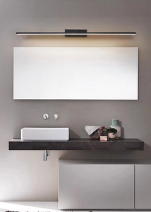 INSPIRA LIFESTYLES - Willis Vanity Light, LED vanity fixture, linear wall light, modern bathroom lighting, minimalist bedroom light, black vanity light, white LED wall lamp, wall-mounted lighting, over mirror light, desk lighting, bedhead light, contemporary wall light, soft glow LED light, ambient lighting fixture
