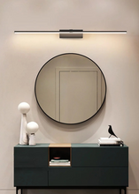 Load image into Gallery viewer, INSPIRA LIFESTYLES - Willis Vanity Light, LED vanity fixture, linear wall light, modern bathroom lighting, minimalist bedroom light, black vanity light, white LED wall lamp, wall-mounted lighting, over mirror light, desk lighting, bedhead light, contemporary wall light, soft glow LED light, ambient lighting fixture
