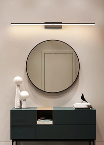 INSPIRA LIFESTYLES - Willis Vanity Light, LED vanity fixture, linear wall light, modern bathroom lighting, minimalist bedroom light, black vanity light, white LED wall lamp, wall-mounted lighting, over mirror light, desk lighting, bedhead light, contemporary wall light, soft glow LED light, ambient lighting fixture