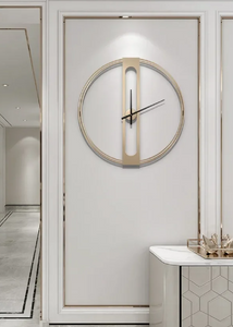 INSPIRA LIFESTYLES - Xavier Wall Clock, extra large wall clock, modern iron wall clock, sculptural wall decor, gold wall clock, charcoal wall clock, minimalist timepiece, statement wall accent, living room clock, office wall clock, oversized modern clock Modern wall clock on a white wall in a stylish interior setting