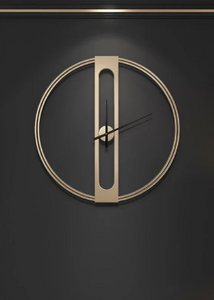 INSPIRA LIFESTYLES - Xavier Wall Clock, extra large wall clock, modern iron wall clock, sculptural wall decor, gold wall clock, charcoal wall clock, minimalist timepiece, statement wall accent, living room clock, office wall clock, oversized modern clock Modern wall clock with a geometric design on a dark background