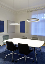 Load image into Gallery viewer, INSPIRA LIFESTYLES – Cuff Circular Pendant, modern ring chandelier in rose gold, gold, black, and white, minimalist circular LED pendant light for dining rooms, conference rooms, double-height spaces, and contemporary interiors
