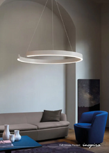 Load image into Gallery viewer, INSPIRA LIFESTYLES – Cuff Circular Pendant, modern ring chandelier in rose gold, gold, black, and white, minimalist circular LED pendant light for dining rooms, conference rooms, double-height spaces, and contemporary interiors
