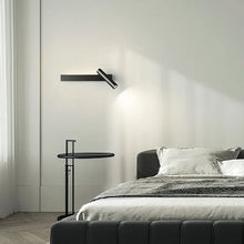 Load image into Gallery viewer, INSPIRA LIFESTYLES – Dueci Reading Wall Light, modern multi-directional reading light, up and down LED wall lamp, architectural bedside lighting, Italian minimalist wall sconce, contemporary wall light with adjustable head, 90 degree pivot reading sconce, dual directional wall fixture, bedroom reading light, living room accent lighting, hotel guest room lighting, solid copper wall light, gold wall light, black wall light, linear architectural sconce, linear wall light, linear LED wall light, wall sconce 
