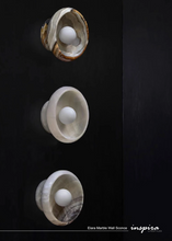 Load image into Gallery viewer, INSPIRA LIFESTYLES Elara Marble Wall Sconce natural jade onyx marble stone wall light circular stone wall sconce frosted globe diffuser modern architectural lighting spa bathroom wall light luxury hospitality wall lighting minimalist stone wall fixture
