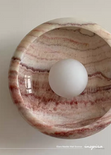 Load image into Gallery viewer, INSPIRA LIFESTYLES Elara Marble Wall Sconce natural jade onyx marble stone wall light circular stone wall sconce frosted globe diffuser modern architectural lighting spa bathroom wall light luxury hospitality wall lighting minimalist stone wall fixture

