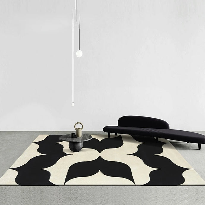 INSPIRA LIFESTYLES – Monarc Area Rug, black and ivory geometric rug, 100% polyester rug, soft and durable area rug, modern patterned rug, abstract design rug, contemporary interior rug, high-performance rug, easy-clean rug, living room rug, dining room rug, designer rug décor