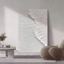 Load image into Gallery viewer, INSPIRA LIFESTYLES | Nami Series Acrylic Paintings all-white acrylic paintings displayed together, each with a unique highly textured wave pattern, creating a cohesive monochrome art collection for a modern wall.
