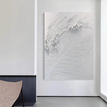 Load image into Gallery viewer, INSPIRA LIFESTYLES | Nami Series Acrylic Paintings all-white acrylic paintings displayed together, each with a unique highly textured wave pattern, creating a cohesive monochrome art collection for a modern wall.
