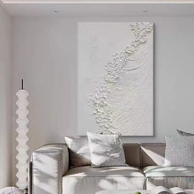 Load image into Gallery viewer, INSPIRA LIFESTYLES | Nami Series Acrylic Paintings all-white acrylic paintings displayed together, each with a unique highly textured wave pattern, creating a cohesive monochrome art collection for a modern wall.
