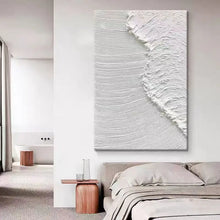 Load image into Gallery viewer, INSPIRA LIFESTYLES | Nami Series Acrylic Paintings all-white acrylic paintings displayed together, each with a unique highly textured wave pattern, creating a cohesive monochrome art collection for a modern wall.
