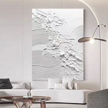 Load image into Gallery viewer, INSPIRA LIFESTYLES | Nami Series Acrylic Paintings all-white acrylic paintings displayed together, each with a unique highly textured wave pattern, creating a cohesive monochrome art collection for a modern wall.
