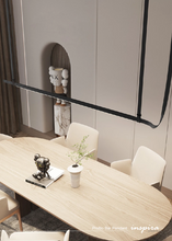 Load image into Gallery viewer, INSPIRA LIFESTYLES – Profilo Bar Pendant, modern linear LED pendant light, leather suspension bar light, long dining table pendant, kitchen island linear lighting, architectural ceiling light
