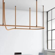 Load image into Gallery viewer, INSPIRA LIFESTYLES – Profilo Bar Pendant, modern linear LED pendant light, leather suspension bar light, long dining table pendant, kitchen island linear lighting, architectural ceiling light
