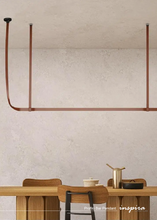 Load image into Gallery viewer, INSPIRA LIFESTYLES – Profilo Bar Pendant, modern linear LED pendant light, leather suspension bar light, long dining table pendant, kitchen island linear lighting, architectural ceiling light
