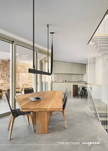 Load image into Gallery viewer, INSPIRA LIFESTYLES – Profilo Bar Pendant, modern linear LED pendant light, leather suspension bar light, long dining table pendant, kitchen island linear lighting, architectural ceiling light

