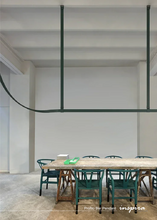 Load image into Gallery viewer, INSPIRA LIFESTYLES – Profilo Bar Pendant, modern linear LED pendant light, leather suspension bar light, long dining table pendant, kitchen island linear lighting, architectural ceiling light
