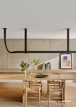 Load image into Gallery viewer, INSPIRA LIFESTYLES – Profilo Bar Pendant, modern linear LED pendant light, leather suspension bar light, long dining table pendant, kitchen island linear lighting, architectural ceiling light
